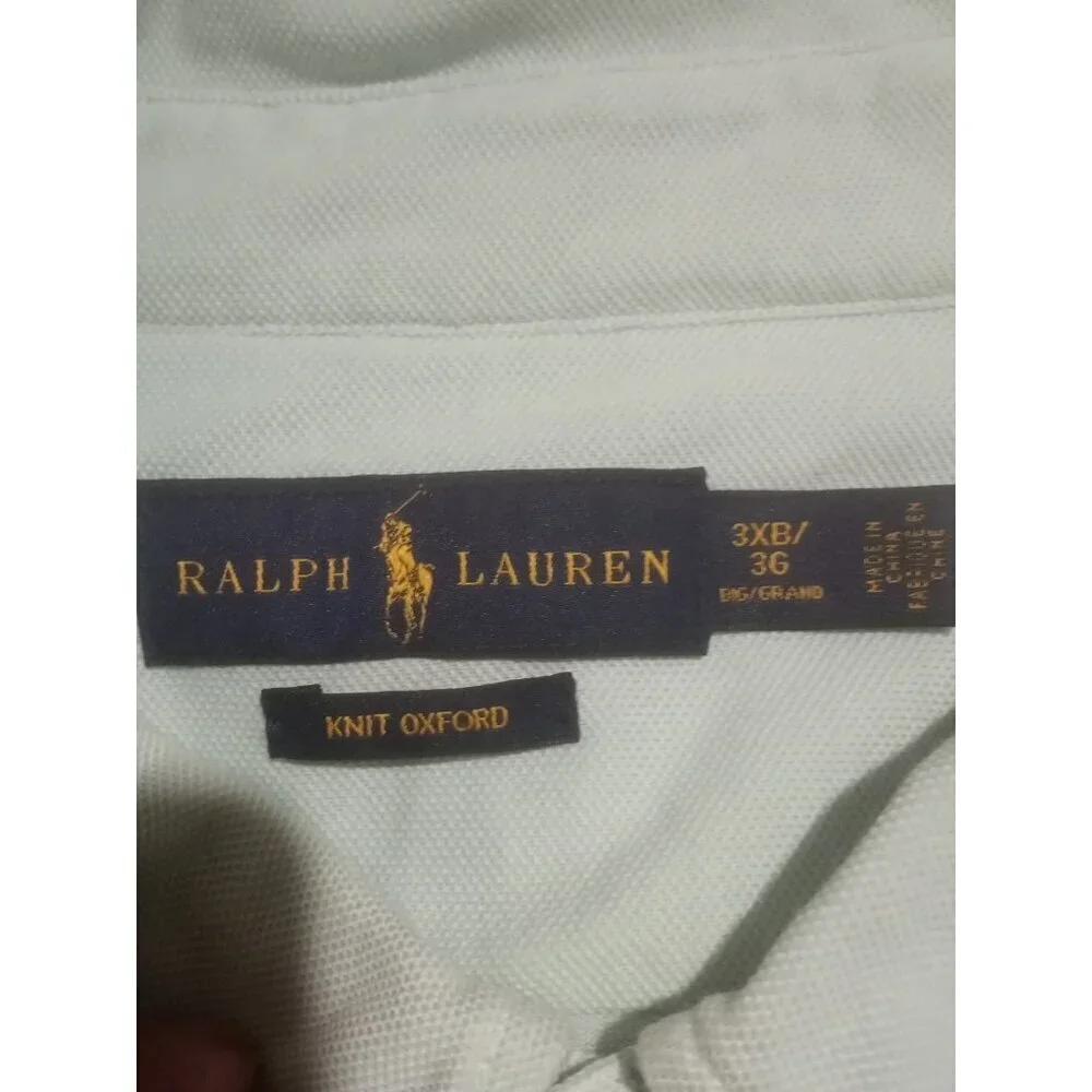 Ralph Lauren Polo Shirt Mens 3XL 3XB Blue Knit Oxford Short Sleeve Polo Shirt